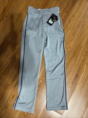 Youth Large Rawlings Light Gray Baseball Pants with Navy Side Stripe NWT